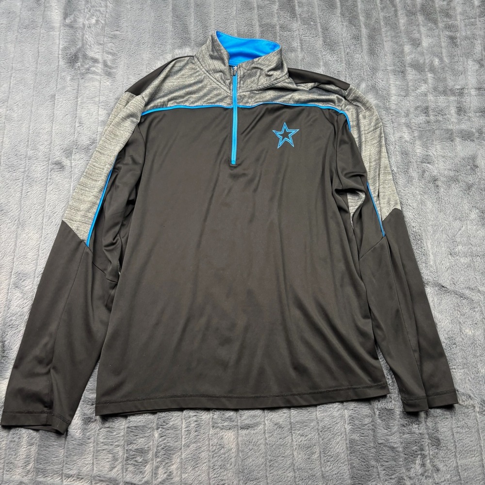 Dallas Cowboys Authentic Mens Large Quarter Zip Pullover Black Grey Blue Star